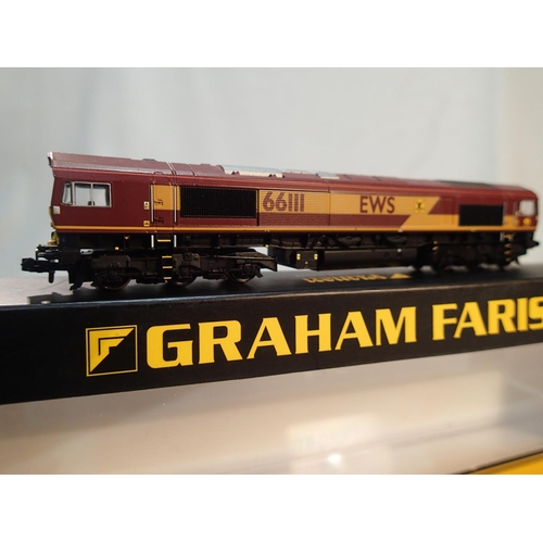 2139 - N Gauge Farish/Bachmann 371-384A, class 66 diesel, E.W.S livery, 66111, DCC fitted, near mint, boxed... 