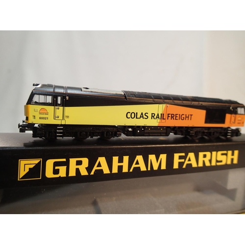 2141 - N Gauge Farish/Bachmann 371-358, class 60 diesel, 60021, Colas livery, DCC fitted, near mint, box wi... 