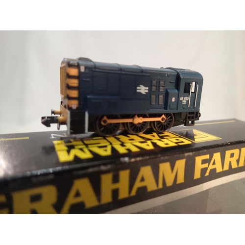 2143 - N Gauge Farish/Bachmann 371-004, class 08 diesel, 08623, BR blue, DCC fitted, near mint, wear to box... 