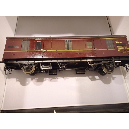 2019 - Gauge 1, kit built C.C.T van, finished in BR maroon, M94291, these vans had end doors to carry cars ... 