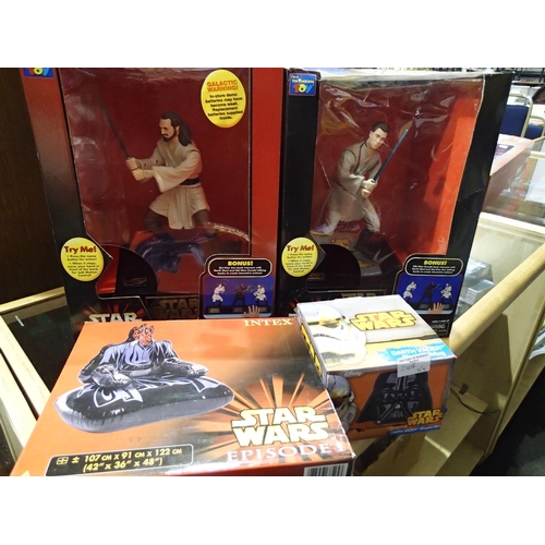 2108 - Two boxed Thinking Toys Qui-Gon Jinn, nine Obi-wan Kenobi, a Darth Vader boxed mug and a boxed infla... 