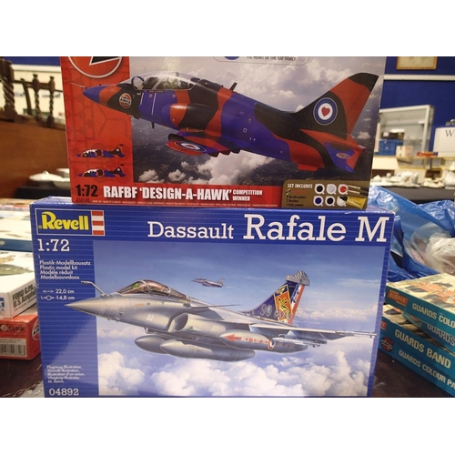 2283 - Two 1/72 scale jet aircraft kits, Revell Dassault Rafale M, and Airfix Design A Hawk livery winner, ... 