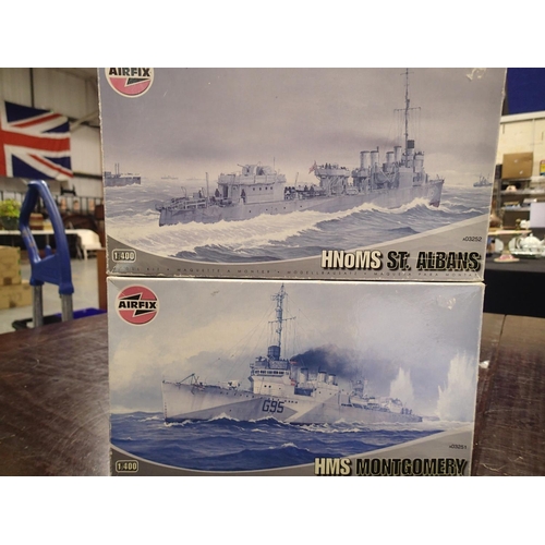 2298 - Two Airfix 1/400 scale ship kits, HMS Montgomery and HNoMS St Albans, appear complete, unchecked, we... 