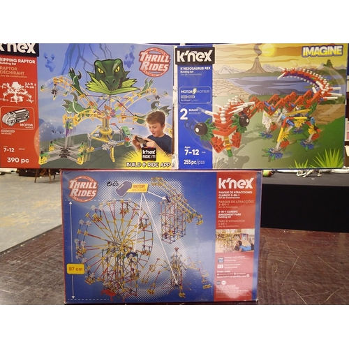 2309 - The K'Nex sets, motorised 3in1 amusement park rides, factory sealed, plus Ripping Raptor and K'Nexos... 