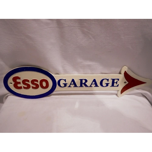 1019 - Cast iron Esso garage arrow, W: 40 cm