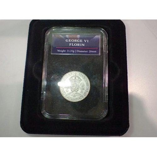 1078 - 1944 silver florin of king George VI, slabbed and boxed. UK P&P Group 1 (£16+VAT for the first lot a... 