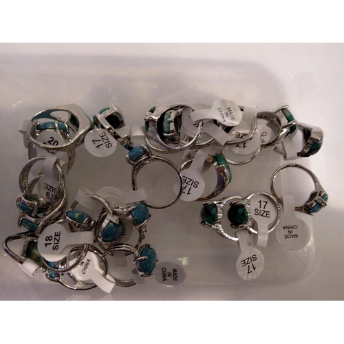 1083 - Turquoise set costume rings with tags, various sizes. UK P&P Group 1 (£16+VAT for the first lot and ... 