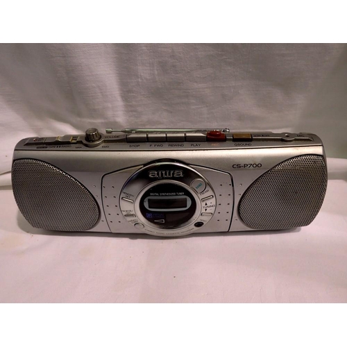 1100 - Aiwa CS-P700 mini radio/cassette, tested and working. UK P&P Group 2 (£20+VAT for the first lot and ... 