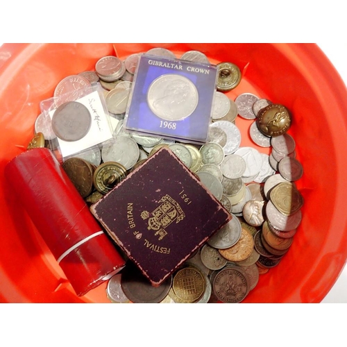 1103 - Large tin of coins to include the 1951 festival of Britain crown. UK P&P Group 1 (£16+VAT for the fi... 