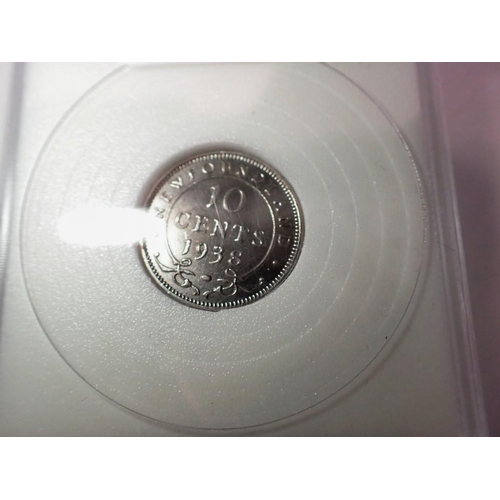 1110 - 1938 - silver 10 cents of Newfoundland. UK P&P Group 0 (£6+VAT for the first lot and £1+VAT for subs... 