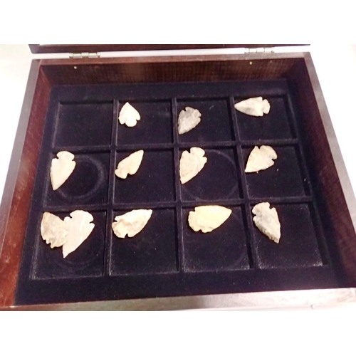 1155 - 12 flint stone arrow heads - boxed. UK P&P Group 1 (£16+VAT for the first lot and £2+VAT for subsequ... 