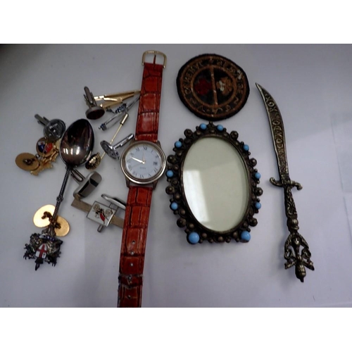 1170 - Turquoise set picture frame, cufflinks and other items. UK P&P Group 1 (£16+VAT for the first lot an... 