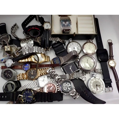 1174 - Box of mixed wristwatches and pocket watches. UK P&P Group 1 (£16+VAT for the first lot and £2+VAT f... 