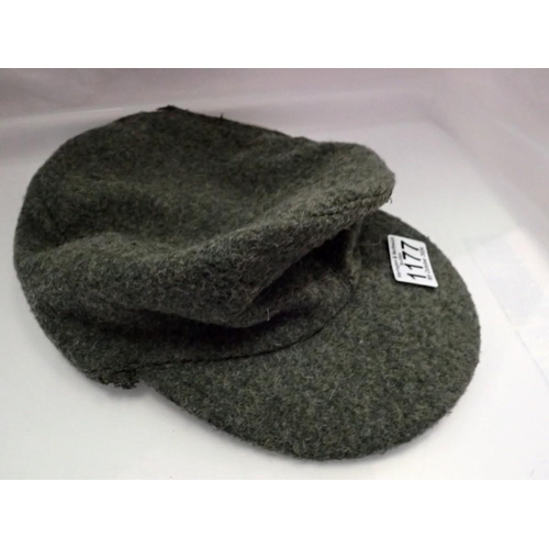 1177 - German Mountain Troops M43 cap, large portion removed, liner dated 1944. UK P&P Group 2 (£20+VAT for... 