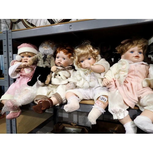 1203 - Shelf of mixed toys and dolls. Not available for in-house P&P