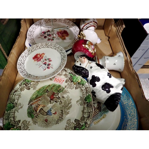 1235 - Mixed ceramics, including Limoges, Spode and a Staffordshire dog. Not available for in-house P&P