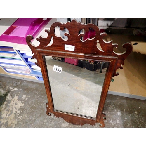 1238 - Carved Georgian mahogany mirror, 60 x 40 cm. Not available for in-house P&P