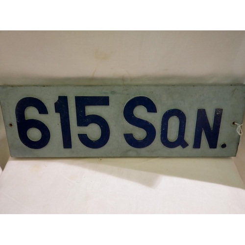 1264 - Wooden RAF station sign, 615 Squadron. UK P&P Group 2 (£20+VAT for the first lot and £4+VAT for subs... 