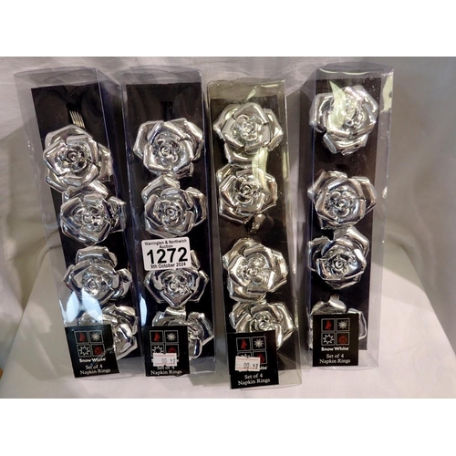 1272 - Four packs of 4 napkin rings. UK P&P Group 2 (£20+VAT for the first lot and £4+VAT for subsequent lo... 