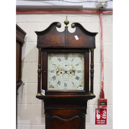 272 - Peter Griffith of Denbigh: Georgian longcase clock, with square enamelled and painted dial decorated... 