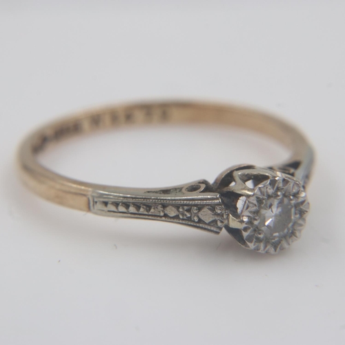 15 - 9ct gold platinum-set diamond solitaire ring, size O, 1.7g. UK P&P Group 0 (£6+VAT for the first lot... 