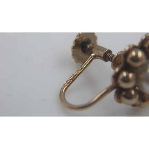 19 - Pair of 9ct gold pearl set screw back earrings, 2.8g. UK P&P Group 1 (£16+VAT for the first lot and ... 