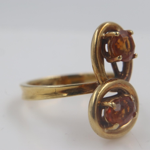 26 - 18ct gold and citrine set asymmetric ring, size K, 4.8g. UK P&P Group 1 (£16+VAT for the first lot a... 