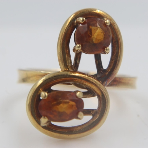 26 - 18ct gold and citrine set asymmetric ring, size K, 4.8g. UK P&P Group 1 (£16+VAT for the first lot a... 