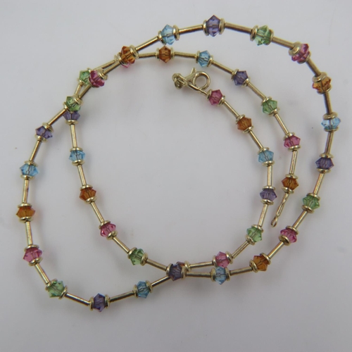 3 - 9ct gold necklace, set with semi precious stones, L: 41 cm, 8.6g. UK P&P Group 1 (£16+VAT for the fi... 