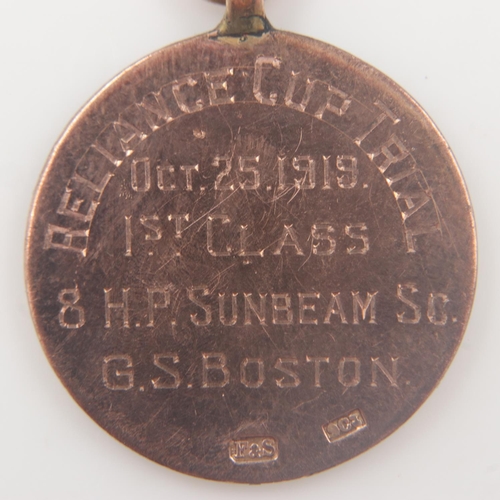 46 - 9ct gold Liverpool Motor Club pendant, dated 1919 by inscription, 9.3g. UK P&P Group 0 (£6+VAT for t... 