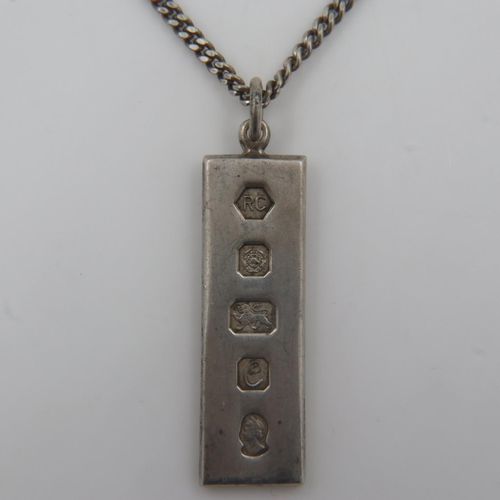 6 - Silver ingot on a 925 silver chain, 28g. UK P&P Group 1 (£16+VAT for the first lot and £2+VAT for su... 