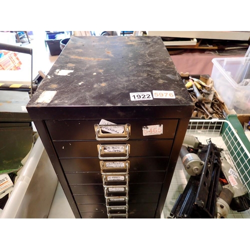 1922 - Black metal ten drawer unit. Not available for in-house P&P