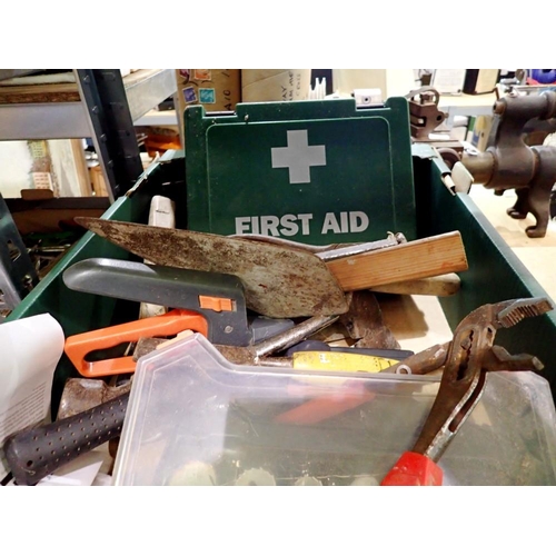 1877 - Mixed tools and a first aid kit. Not available for in-house P&P