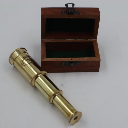 103 - Boxed brass telescope, extended L: 16 cm. UK P&P Group 2 (£20+VAT for the first lot and £4+VAT for s... 