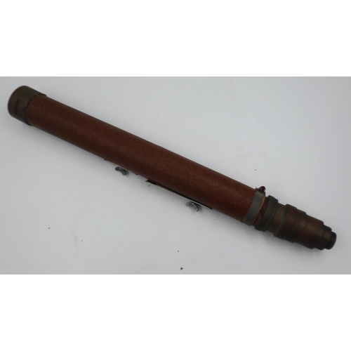 107 - Finlay watchmans telescope, leather bound, for restoration, L: 57 cm. Not available for in-house P&P