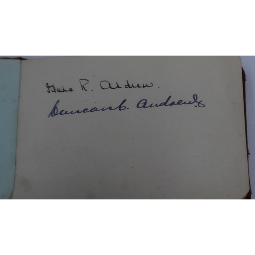 110 - 1940's autograph album, signatures include Dennis Compton and Irene Hervey. UK P&P Group 1 (£16+VAT ... 