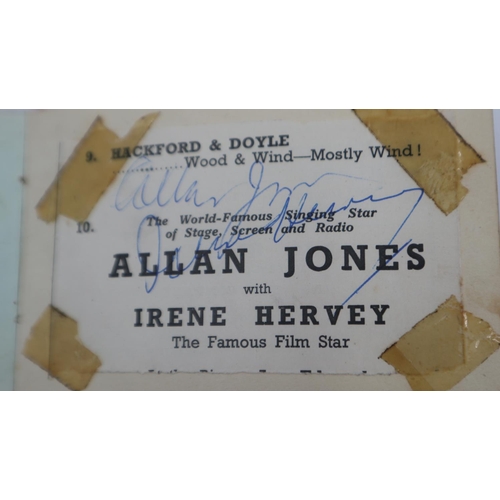 110 - 1940's autograph album, signatures include Dennis Compton and Irene Hervey. UK P&P Group 1 (£16+VAT ... 