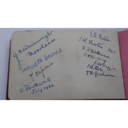 110 - 1940's autograph album, signatures include Dennis Compton and Irene Hervey. UK P&P Group 1 (£16+VAT ... 