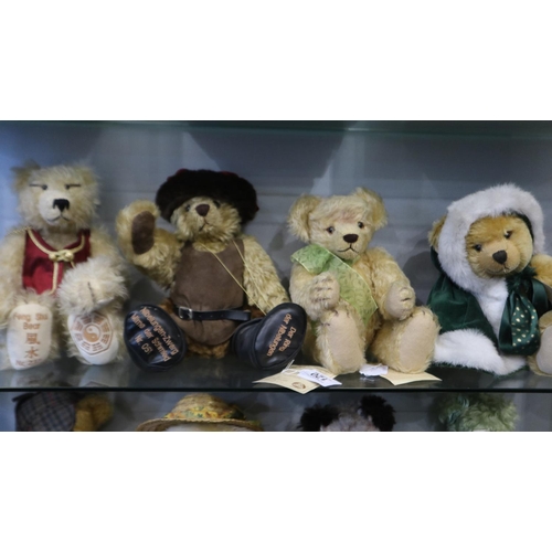 120 - Four limited edition Mohair Hermann bears: Winter Wonderland, Green Leaves, Feng Shui and Blacksmith... 