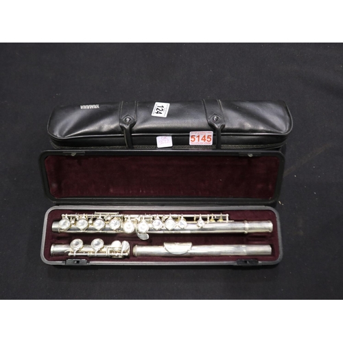 124 - Yamaha students flute, serial 7003789, cased with outer leather cover, model 211. UK P&P Group 2 (£2... 