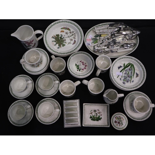 138 - Extensive suite of Portmeirion ceramics, including a large oval platter, tea cups and saucers, knive... 