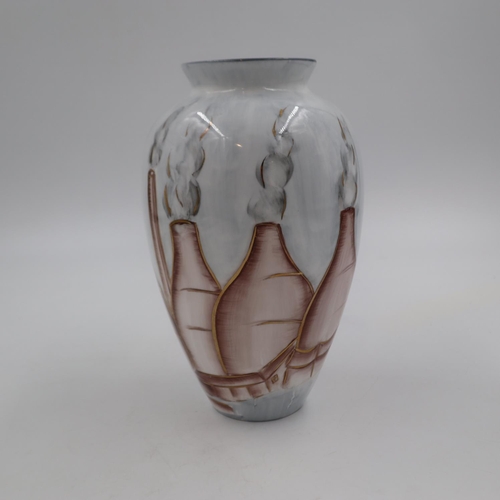 141 - Emma Bailey vase depicting bottle kilns, H: 23 cm. UK P&P Group 2 (£20+VAT for the first lot and £4+... 