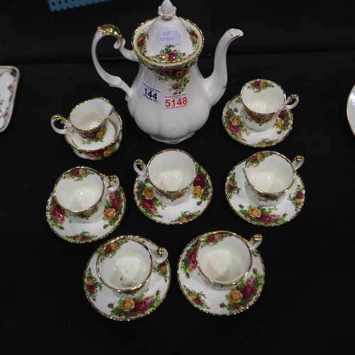 144 - Royal Albert fifteen piece coffee service in the Old Country Roses pattern. Not available for in-hou... 