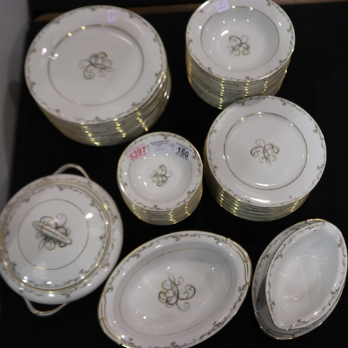 160 - Noritake dinner service in the Esquire pattern, forty-six pieces. Not available for in-house P&P