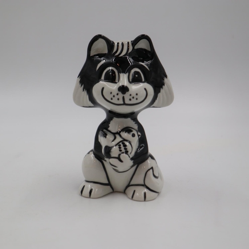 164 - Lorna Bailey prototype cat, Dickie, May 2004, no cracks or chips, H: 13 cm. UK P&P Group 1 (£16+VAT ... 