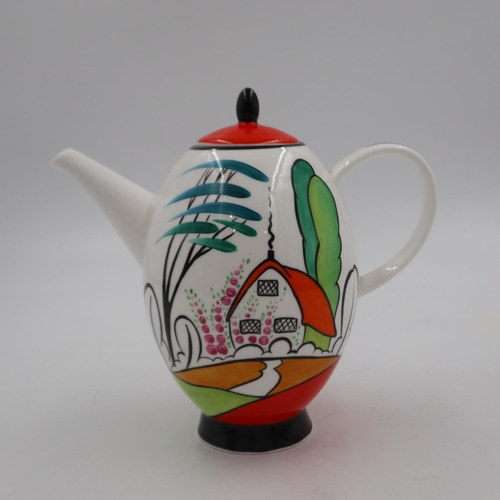 170 - Marie Graves hand painted Art Deco style coffee pot, H: 21 cm. UK P&P Group 2 (£20+VAT for the first... 