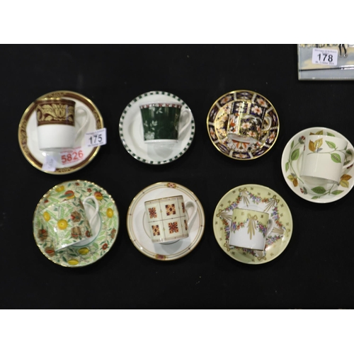 175 - Coffee cans and saucer sets: Meissen, Royal Crown Derby and Wedgwood (7). Not available for in-house... 