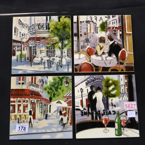 178 - Four Brent Heighton tube lined decorative wall plaques, each 20 x 20 cm. UK P&P Group 2 (£20+VAT for... 