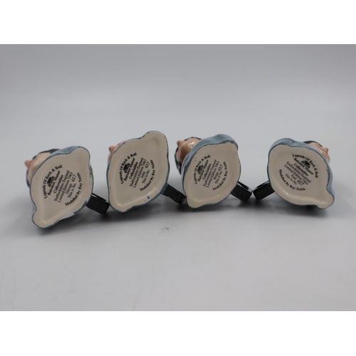 179 - Set of four Beatle Toby jugs, no cracks or chips, each H: 11 cm. UK P&P Group 2 (£20+VAT for the fir... 