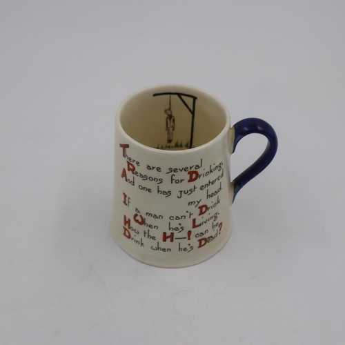 183 - Carlton Ware hangman mug, no cracks or chips, H: 10 cm. UK P&P Group 1 (£16+VAT for the first lot an... 